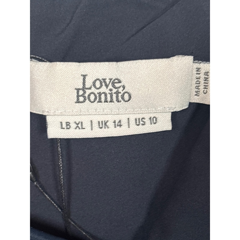 Love Bonito Navy Blue Faux Leather Mini Dress Spaghetti Strap LN1448 Womens 10 - Picture 3 of 6